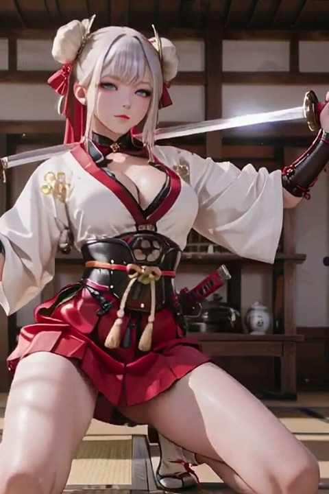 Kırmızı ve beyaz kimono savaşçısı!