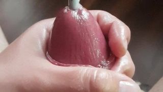 Cum fountain from sounded oiled bound huge cock