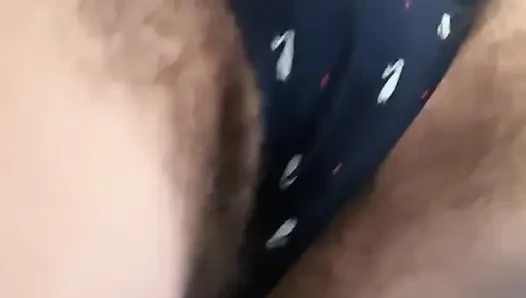 Behaarte muschi im schmutzigen höschen