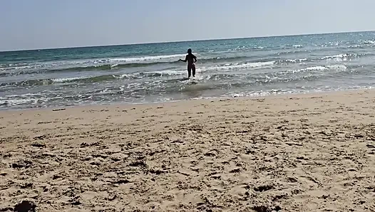Stepsister has sex on nudist beach and gets a big cum dump inside her pussy