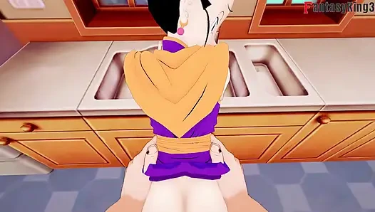 Chichi застряла в раковине и Гохан трахает ее - DragonBall Zex серия