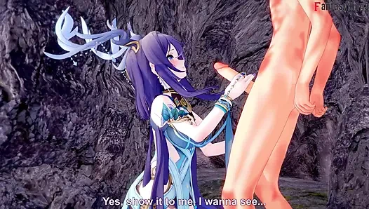 Lauma si cewek hot lagi asik nyepong kontol - genshin impact