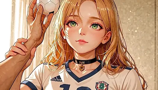 Anime-mädchen steckt fußball in den arsch und reitet schwanz - fußball wette verloren