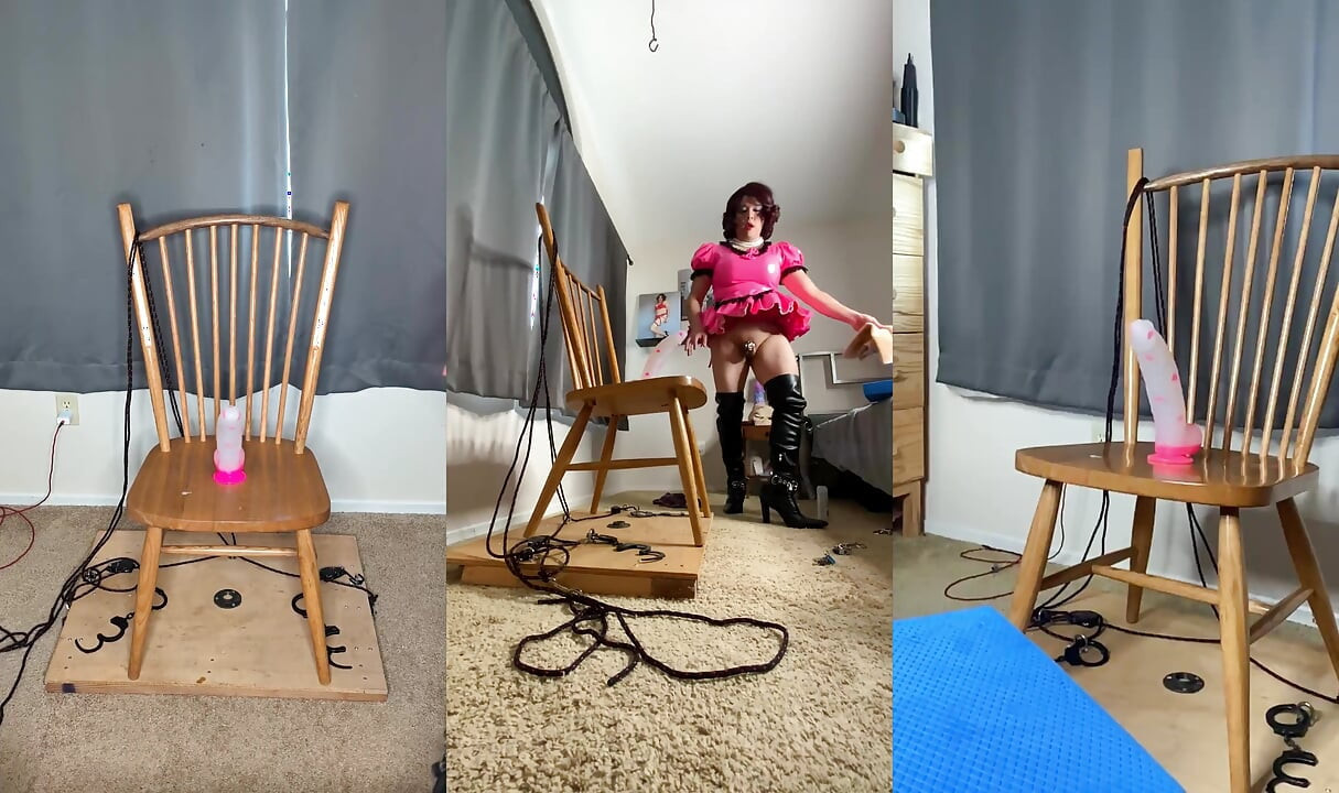 Sissy Maid Candy Playing with Her Huge Dildos Again!
