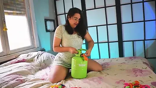 First Time Playing with Helium Balloons - Bunny Looner
