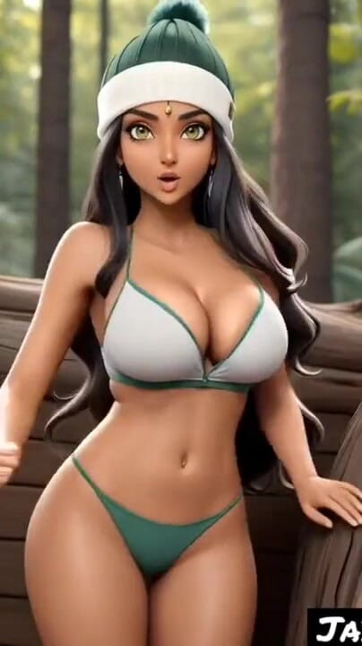 Powerful moment from "Indian Jaya Anjali near a wood house (Ai model)"