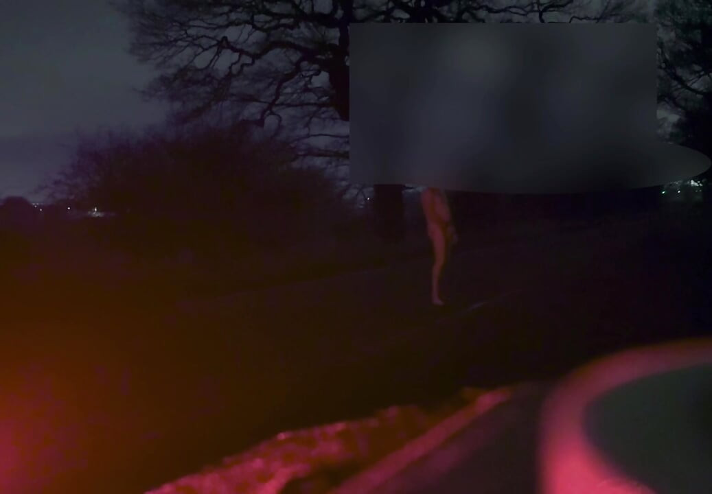 Naked and jerking in the road