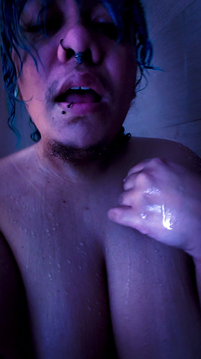 Big busty Latina in the shower