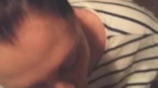 Girl sucks her boyfriend's cock and gets a facial