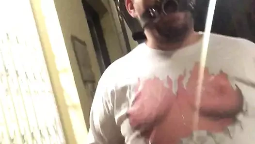 Austrian porn video – Degraded in my neighborhood by ring gag and tit shirt