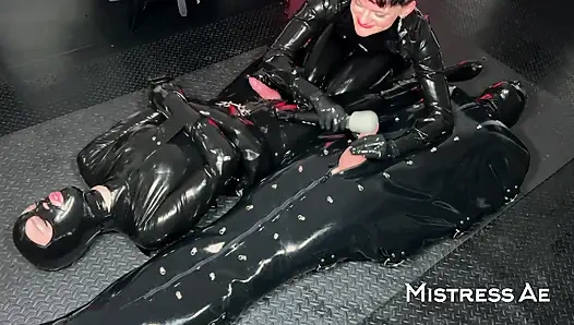 Mistressae Sessions with Princess Latex Rubber Doll: White Cum on Black Latex