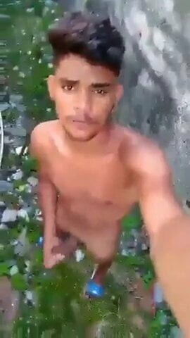 Sri Lankan Boy masturbating outdoors