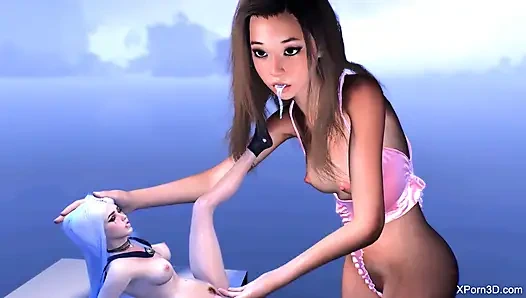 Asian Giantess Babe Finger Fucking a Hot Teen