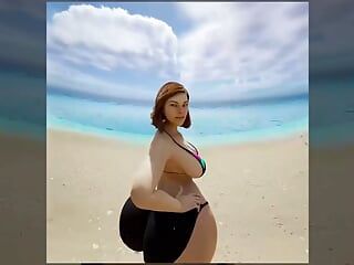 DUKEZ VR милфа с большой задницей, белая девушка с большой шикарной задницей миссис Киган принимает большой черный член на пляже