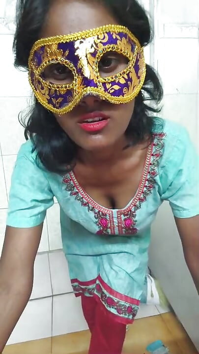 Indian Housewife in bathroom