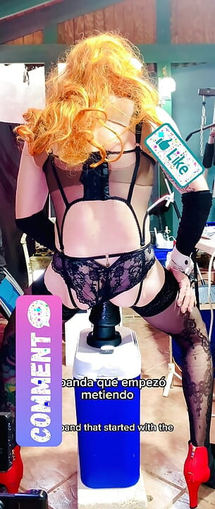 Sexy Shemale Black Panties Fucking Anal Big Dildo