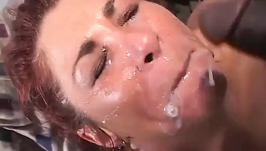 Horny slut has Interracial gang bang in the bedroom