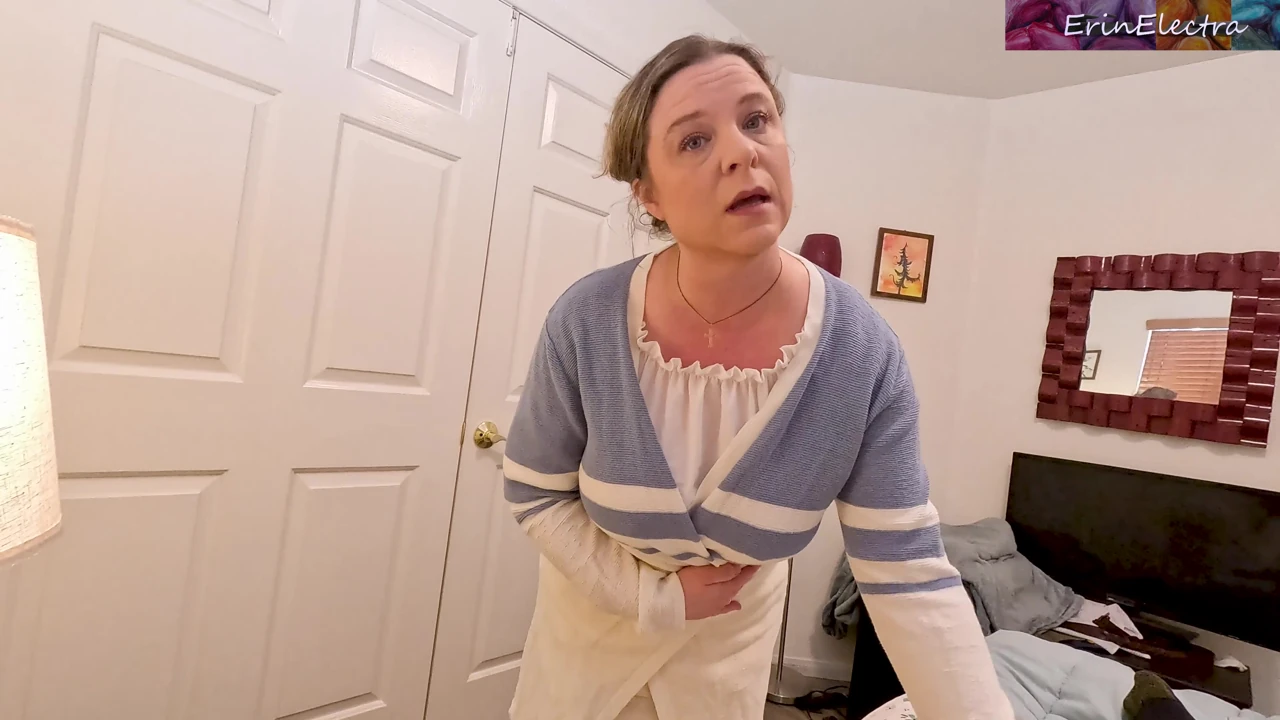 Horny stepson wants sex and stepmom lets him try with just the tip