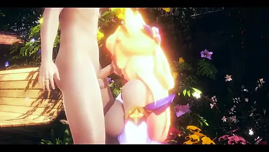 Lol хентай - тройничок Ахри и Syra с удивительным сексом - японское азиатское аниме-фильмо-игра