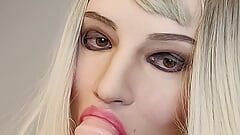 Blonde Silicone Sissy and Her Dildo Blowjob