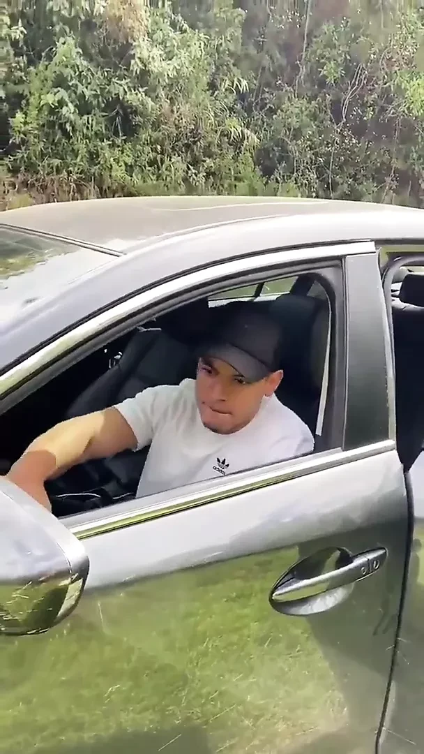 horny guy jerking off in the car