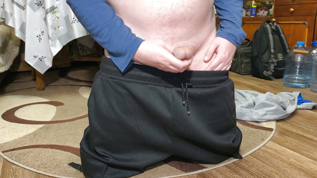 Intense Kneeling Handjob Clothes Thrown Everywhere