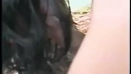 Well-padded cutie Endy shares hard cock with guy and dildo on the ground in nasty bisexual threesome