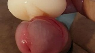 Ruinierter Orgasmus mit Fleshlight, Schwanz und Eier gefesselt