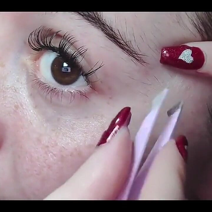 Tweezing My Eyebrows Close up