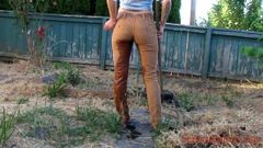 slave life Pants Pissing peeing outdoors