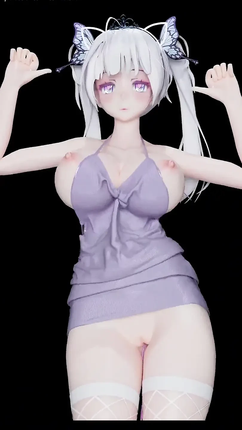 [Mmd] 碧蓝航线 光辉&nbsp;Exid - Hot Pink&nbsp;白丝渔网袜肛塞双马尾