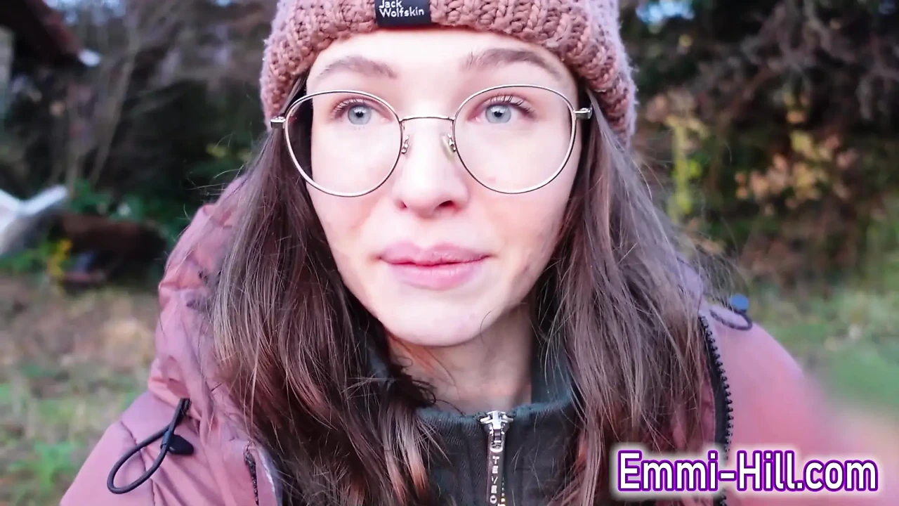 Almost caught! Skinny girl fucks her fat pussy in public