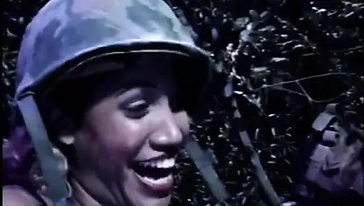 Sexy black lesbians threesome pussy dildo penetrated