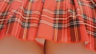 Riding my dildo in my schoolgirl skirt