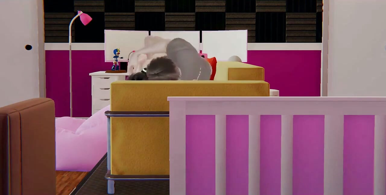 Velvet Ruin of the Feline - Femboy Catboy Ravaged and Filled on a Sofa in an Intense Hentai Scene