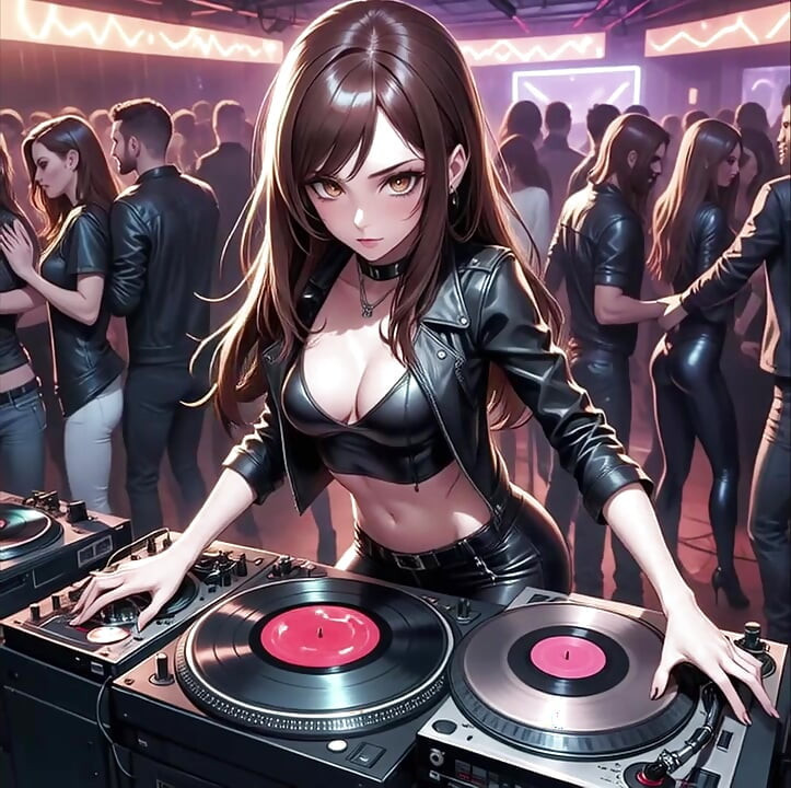 Anime seksi DJ Synthwave retrowave elektro AI