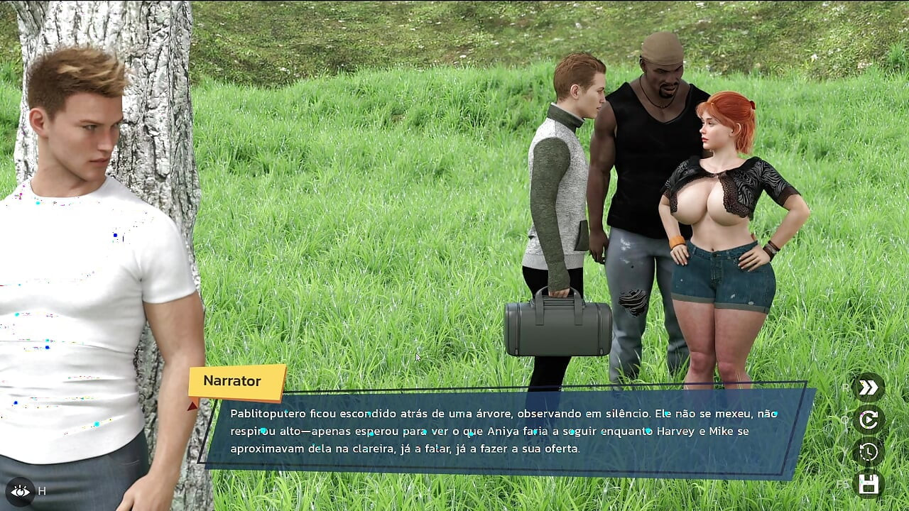 Rousse à forte poitrine baise en public avec BCC et son ami - Gameplay
