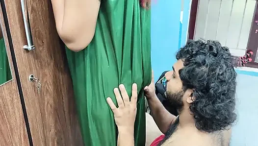 Boobs press with ass kiss and pussy rub over nighty