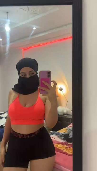 Muslim freak in hijab needs no man  just her fingers on her clit & pussy dripping hard