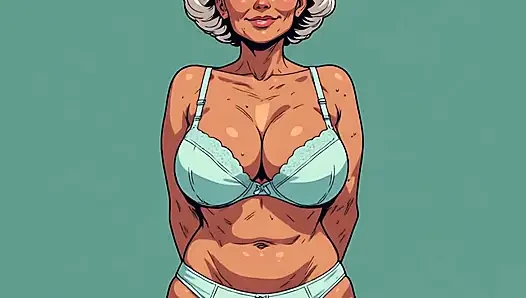 Sexy Curvy Matures Bra and Panty Art