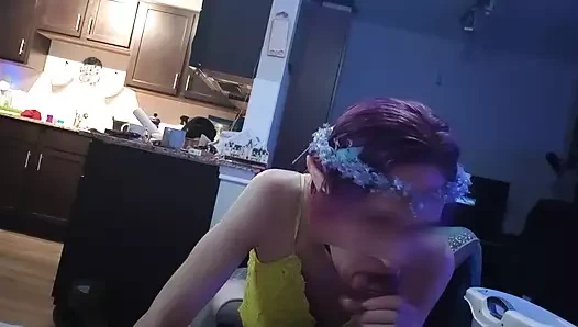 Sexy Cyber Elf gives amazing blowjob, gets fucked & dominated hard by big cock, and creampied (close up, POV)