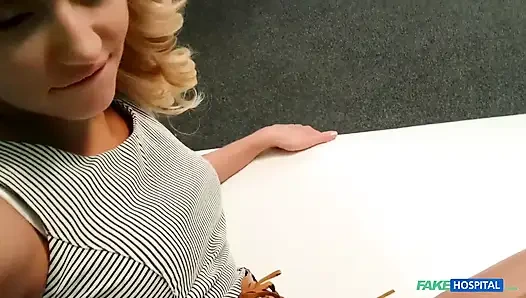 Gorgeous Blonde Sales Rep Has a Unique Selling Technique