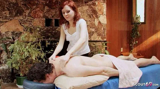 Ginger Virgin Teen Seduces Client to Fuck during Massage