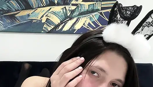 Young Easter Bunny Girl Masturbates on Bed