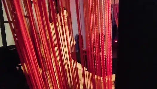 Hardcore BDSM Gangbang. Men Fuck Woman Tied to Chains and Bed.gangbang.