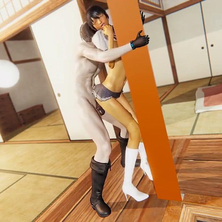 Yaoi - sexy Femboy sendo fodida com força contra um pilar