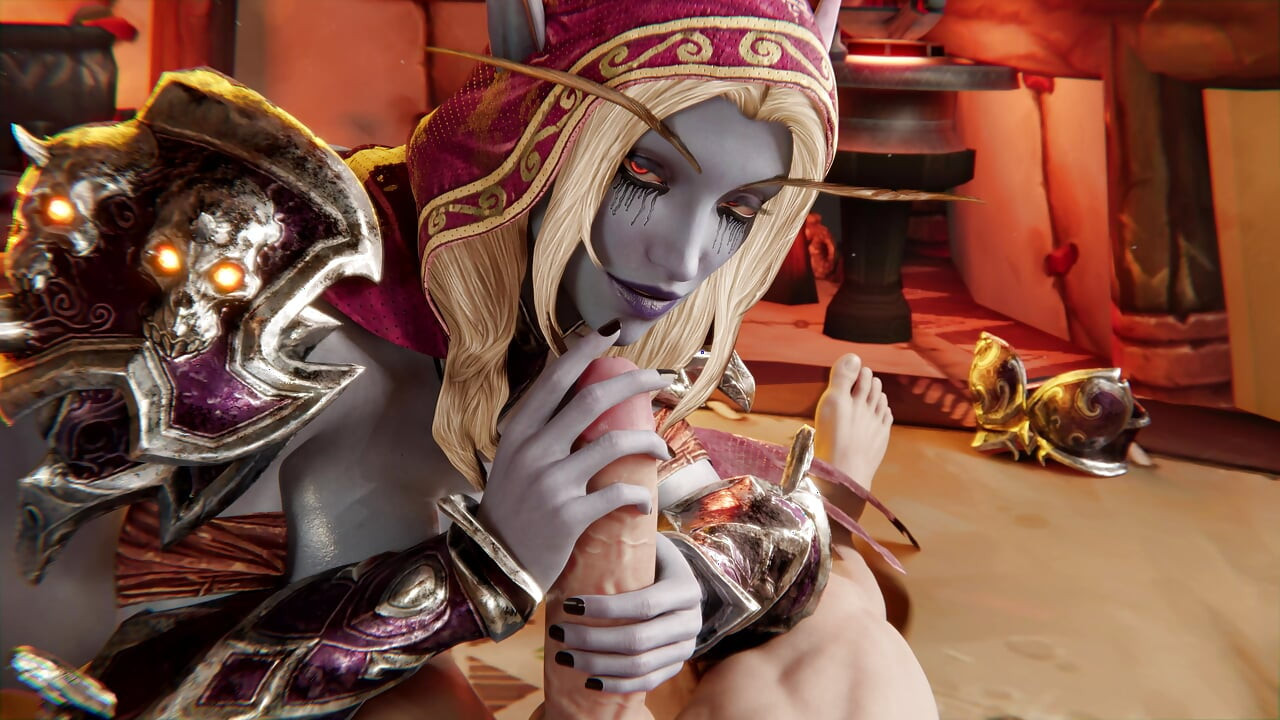 3D wow, sylvanas windrunner, blowjob und analkugeln abspritzen