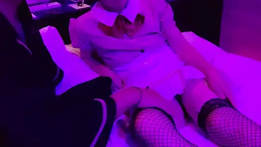 Creampie From Behind on a Waitress in Fishnet Stockings, Cosplay, Amateur Photography, Blowjob, Cunnilingus