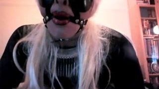 Masked Crossdresser part 3 - gagged and nose hooked