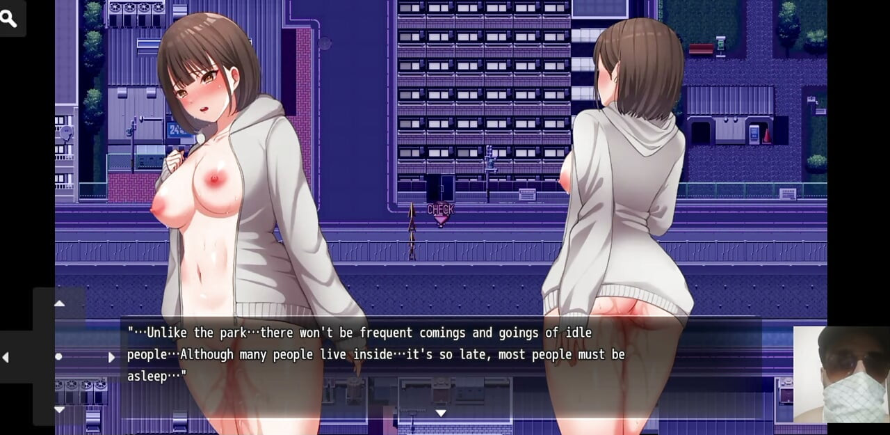 Nightwalk!Hentai game gameplay! Exhibitonist virgin girl masturate in public and got caught and fucked.